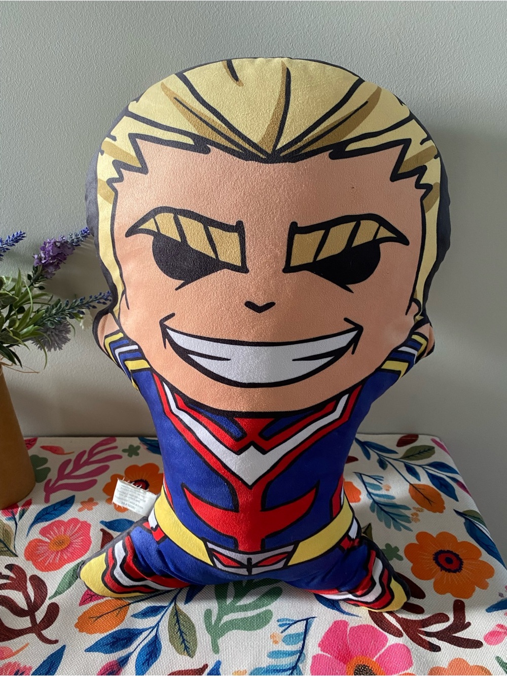 Plush Character Accent Pillow - Blue, Red & Yellow